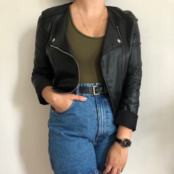 leather jacket rolled up sleeves